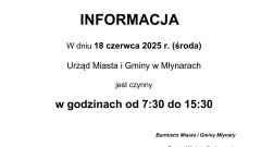 Informacja dotycząca godzin pracy urzędu.