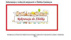 Wolne miejsca dla dzieci w Żłobku Gminnym w Milejewie.