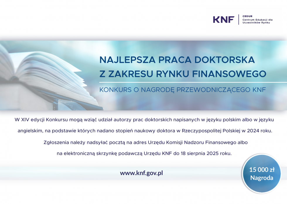 Konkurs "Najlepsza praca doktorska z zakresu rynku finansowego".