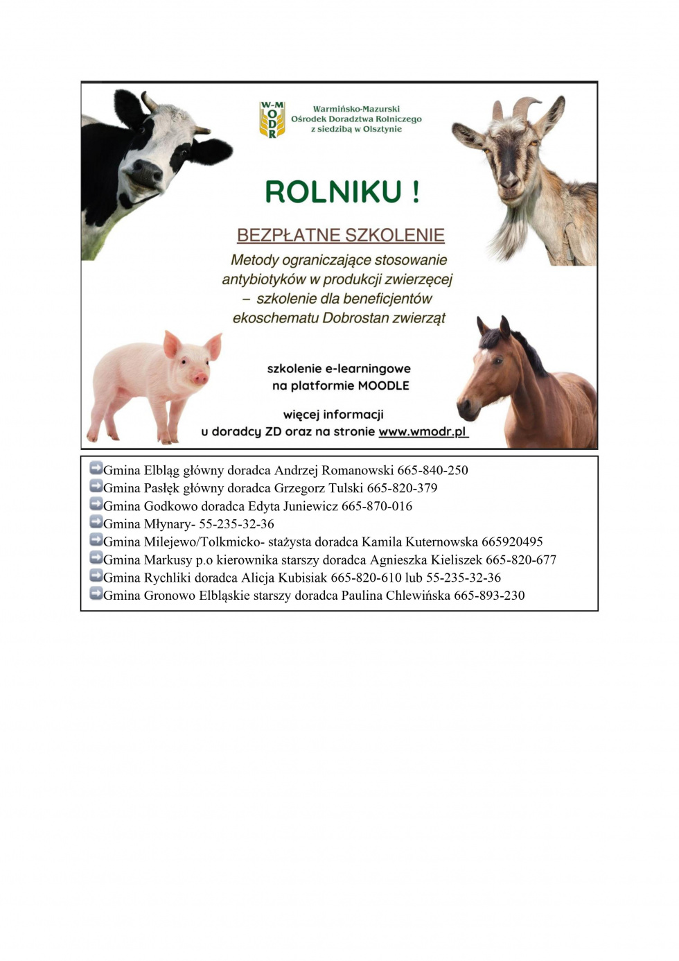 Obowiązkowe szkolenie dla rolników, prowadzących produkcję zwierzęcą.