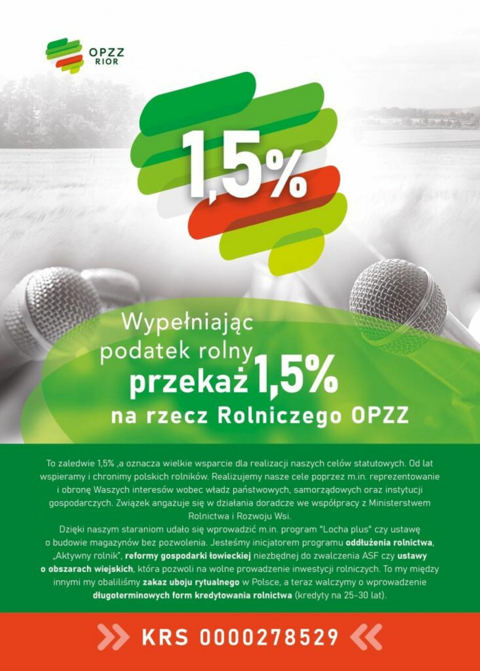 Przekaż 1,5% podatku rolnego do 15 listopada