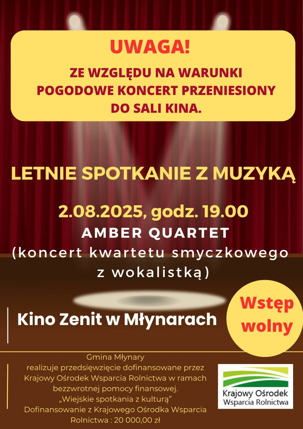UWAGA! ZMIANA MIEJSCA KONCERTU